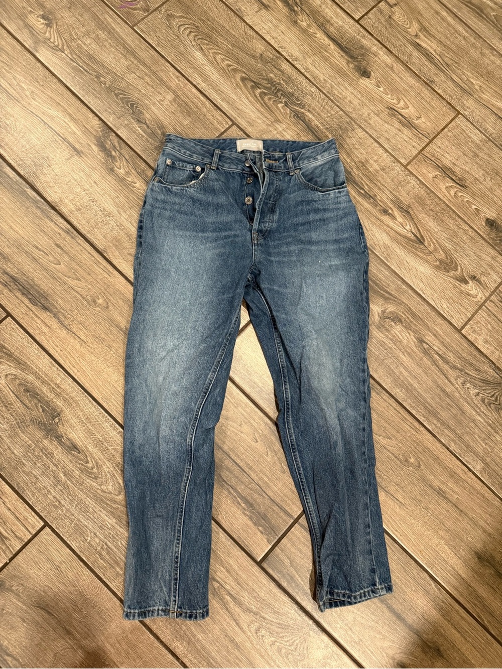 Everlane Mid Blue Straight-Leg Button-Fly Jeans